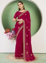 Georgette Pink Party Wear Swarosvki Work Saree